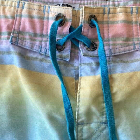 Just Bones Boardwear Board Shorts Pastel Horizontal Stripes and adjustable waist - Picture 2 of 8